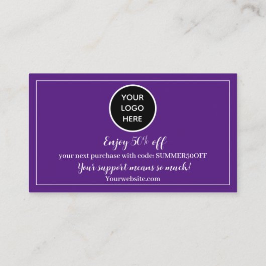 Paarse Logo Dank u Business Reward Punch Klantenkaartje (Achterkant)