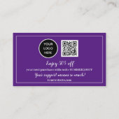 Paarse Logo Dank u Business Reward Punch Klantenkaartje (Achterkant)