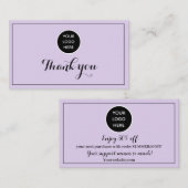 Paarse Logo Dank u Business Reward Punch Klantenkaartje (Voorkant / Achterkant)