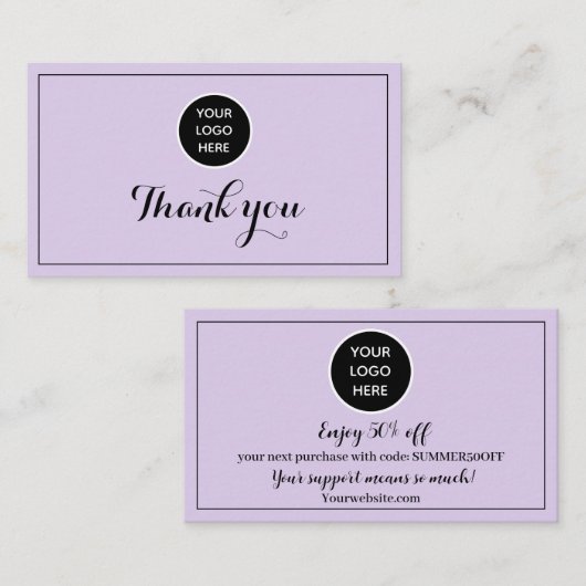 Paarse Logo Dank u Business Reward Punch Klantenkaartje (Voorkant / Achterkant)