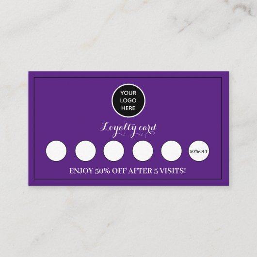 Paarse Logo Modern Business Reward Punch Klantenkaartje (Voorkant)