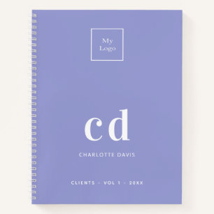 Paarse logo monogram initialen zakelijk elegant notitieboek