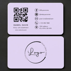 Paarse Logo QR Code Zakelijk Visitekaartje