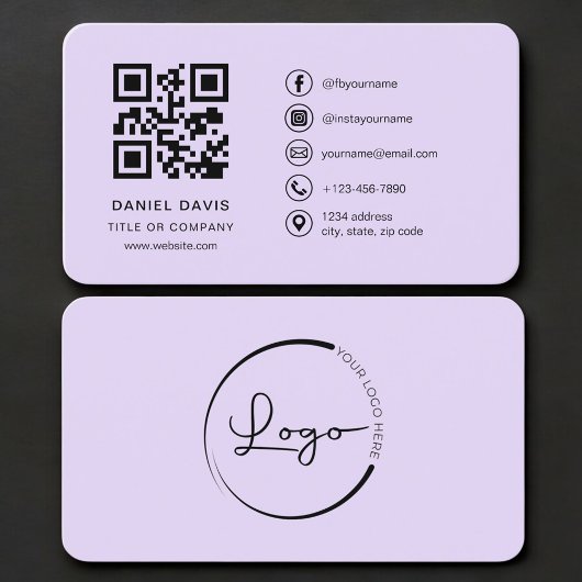 Paarse Logo QR Code Zakelijk Visitekaartje