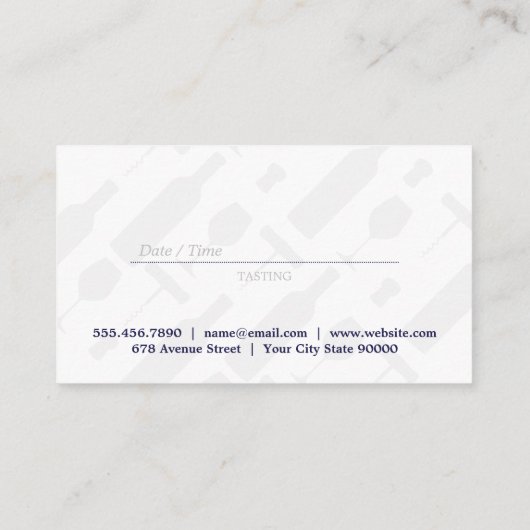 Paarse Logo van wijnglas | Patroon met wijnset Visitekaartje (Achterkant)