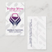 Paarse Logo van wijnglas | Patroon met wijnset Visitekaartje (Voorkant / Achterkant)