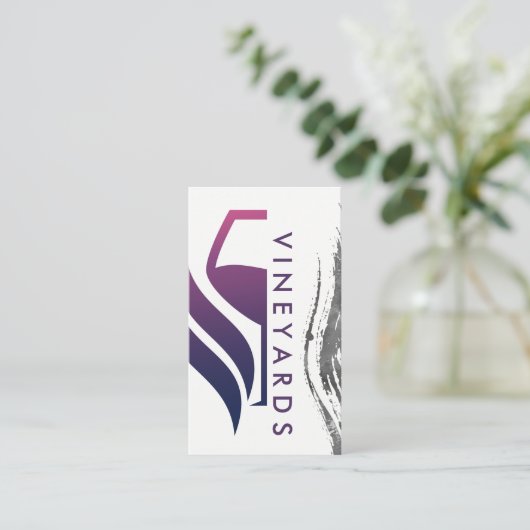 Paarse Logo van wijnglas | Penseelstreek Visitekaartje (Staand voorkant)