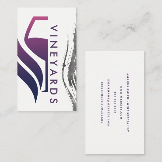 Paarse Logo van wijnglas | Penseelstreek Visitekaartje (Voorkant / Achterkant)