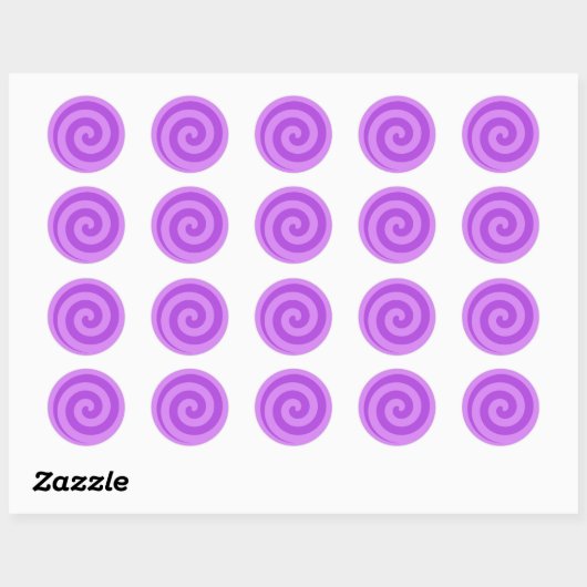 Paarse Lollipop Swirl Circle Stickers (Vel)