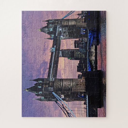 Paarse London Tower Bridge Puzzle Legpuzzel (Verticaal)