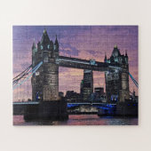 Paarse London Tower Bridge Puzzle Legpuzzel (Horizontaal)