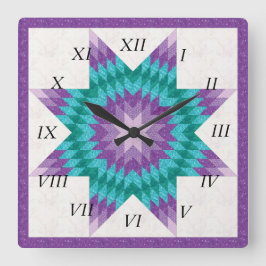 Paarse Lone Star Quilt Ontwerp Vierkante Klok