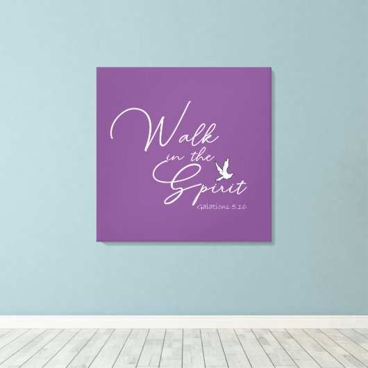 Paarse loop in de Bijbelverse Bijbel Canvas Afdruk (Insitu (Houten vloer))