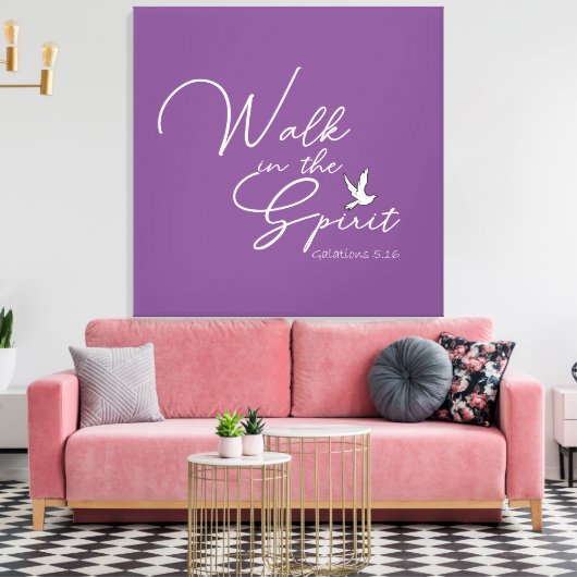 Paarse loop in de Bijbelverse Bijbel Canvas Afdruk (Insitu (Woonkamer))