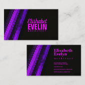 Paarse Loopsporen op Zwarte Achtergrond Visitekaartje (Voorkant / Achterkant)
