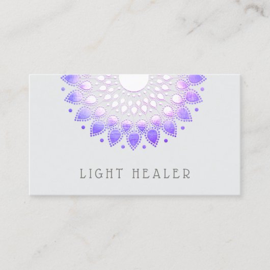 Paarse Lotus Bloem Mandala Energie Healer Visitekaartje (Voorkant)