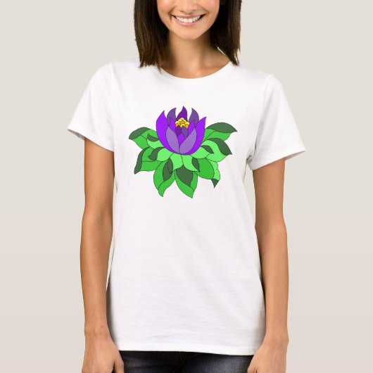 Paarse Lotus Bloem Shirt (Voorkant)