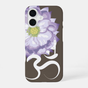 Paarse Lotus Bloem Yoga & Om/Aum Zen Calligrafie iPhone 16 Hoesje