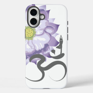 Paarse Lotus Bloem Yoga & Om/Aum Zen Calligrafie iPhone 16 Plus Hoesje