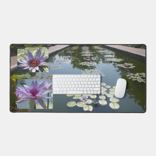 Paarse Lotus Bloemen in Pond Desk Mat (Keyboard & Muis)