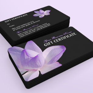 Paarse Lotus Bloom op Zwart Cadeaubon Kortingskaartje