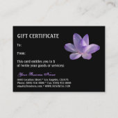 Paarse Lotus Bloom op Zwart Cadeaubon Kortingskaartje (Achterkant)