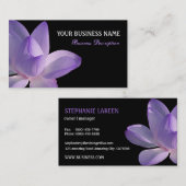 Paarse Lotus Bloom op zwart Visitekaartje (Voorkant / Achterkant)