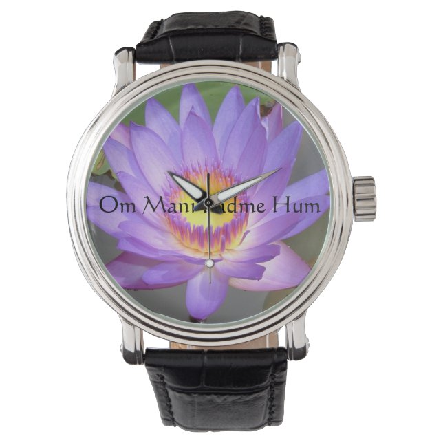 Paarse Lotus Blossom Horloge (Voorkant)