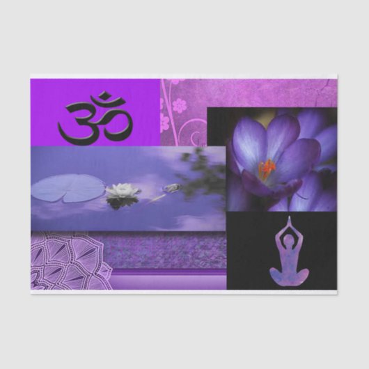 Paarse Lotus & Crown Chakra Meditation Collage Tissuepapier (Voorkant)