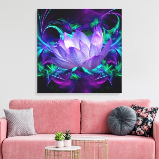 Paarse Lotus flower en betekenis ervan Canvas Afdruk (Insitu (Woonkamer))