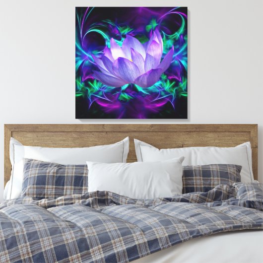 Paarse Lotus flower en betekenis ervan Canvas Afdruk (Insitu (Slaapkamer))
