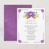Paarse Lotus Flower Indian Wedding Guest - Details Informatiekaartje (Voorkant / Achterkant)
