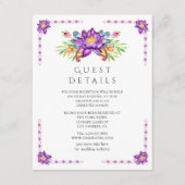 Paarse Lotus Flower Indian Wedding Guest - Details Informatiekaartje (Voorkant)