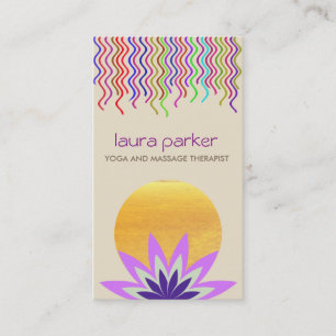 Paarse Lotus Flower Logo Yoga Healing Health Visitekaartje