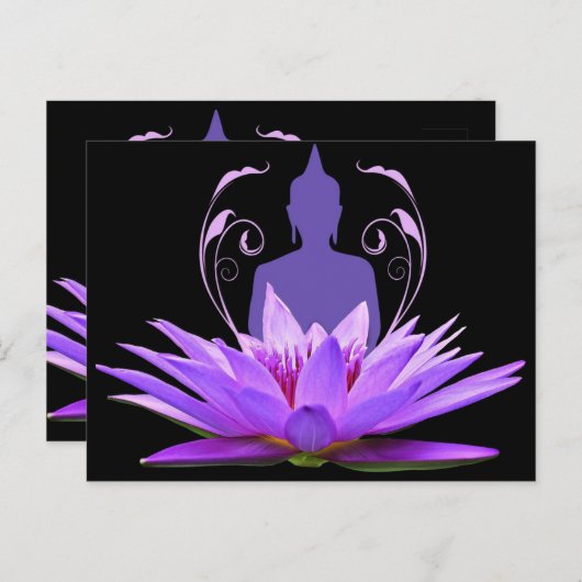 Paarse Lotus Flower Meditation Briefkaart (Voorkant / Achterkant)