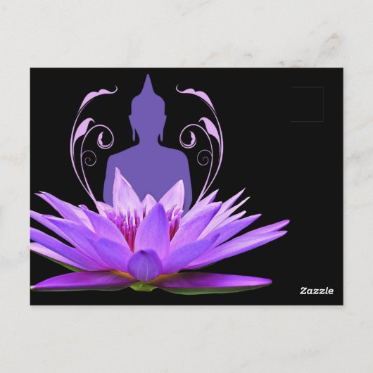 Paarse Lotus Flower Meditation Briefkaart (Achterkant)