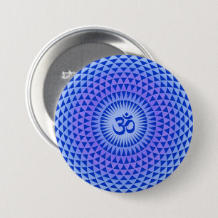 Paarse Lotus flower meditation wiel OM Ronde Button 7,6 Cm