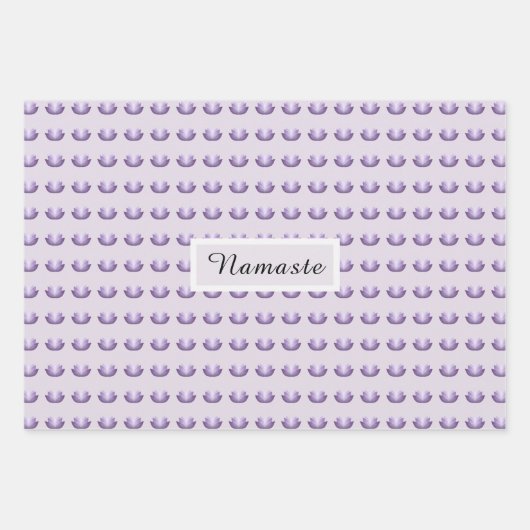 Paarse Lotus Flower Pattern Namaste Inpakpapier Vel (Voorkant)