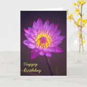 Paarse Lotus Flower Verjaardag Kaart (Gele Bloem)