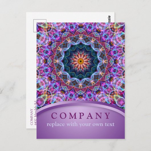 Paarse Lotus Holistic Mandala Briefkaart (Voorkant / Achterkant)