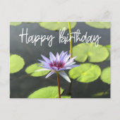 Paarse Lotus in de vijver Happy Birthday Briefkaart (Voorkant)