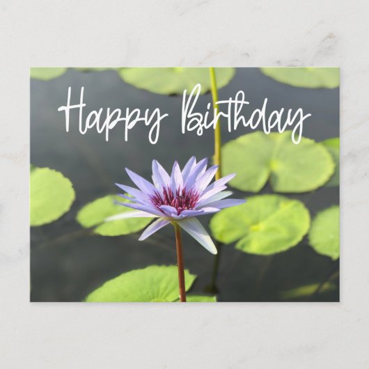 Paarse Lotus in de vijver Happy Birthday Briefkaart (Voorkant)