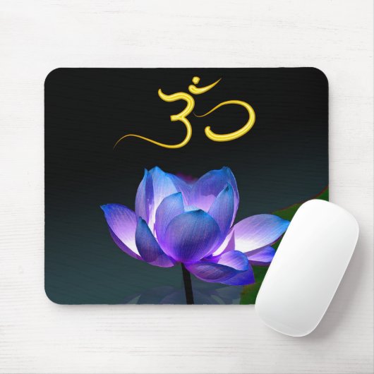 Paarse Lotus in volle bloei met Om, mousepad Muismat (Met muis)