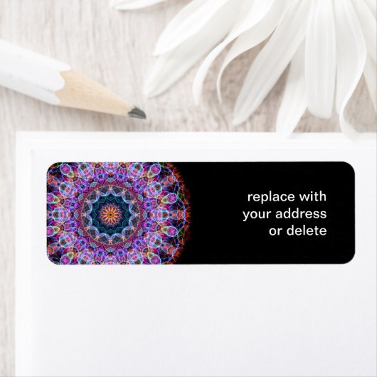 Paarse Lotus kaleidoscoop Etiket (Insitu)