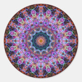 Paarse Lotus kaleidoscoop Ronde Sticker (Voorkant)
