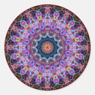 Paarse Lotus kaleidoscoop Ronde Sticker