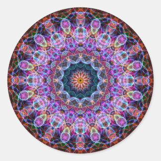 Paarse Lotus kaleidoscoop Ronde Sticker