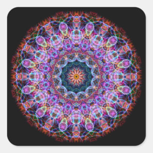 Paarse Lotus kaleidoscoop Vierkante Sticker