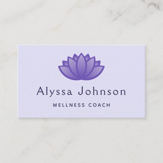 Paarse Lotus Logo Wellness Coach Holistische Gezon Visitekaartje (Voorkant)