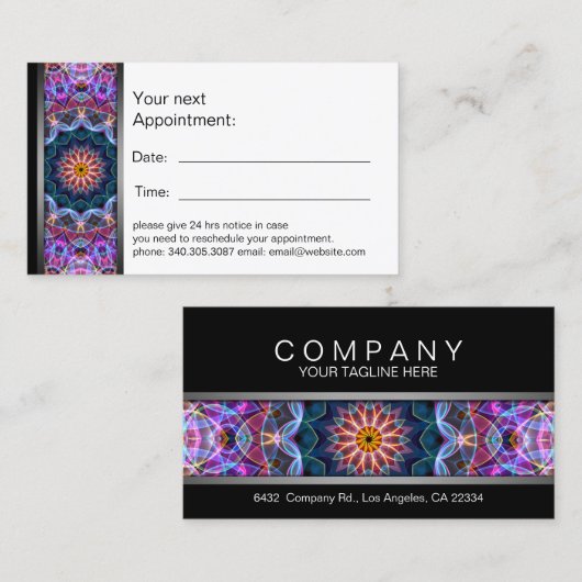Paarse Lotus Mandala-afsprakenkaart Afsprakenkaartje (Voorkant / Achterkant)